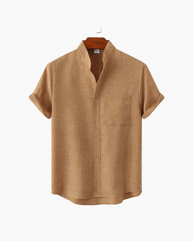 Men's Mandarin Collar Short Sleeve Shirt