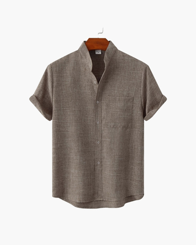 Men's Mandarin Collar Short Sleeve Shirt