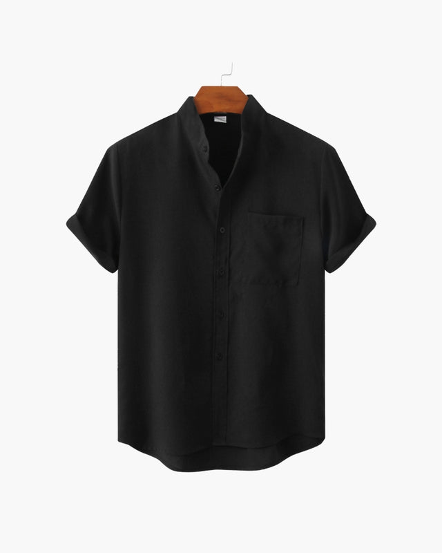 Men's Mandarin Collar Short Sleeve Shirt