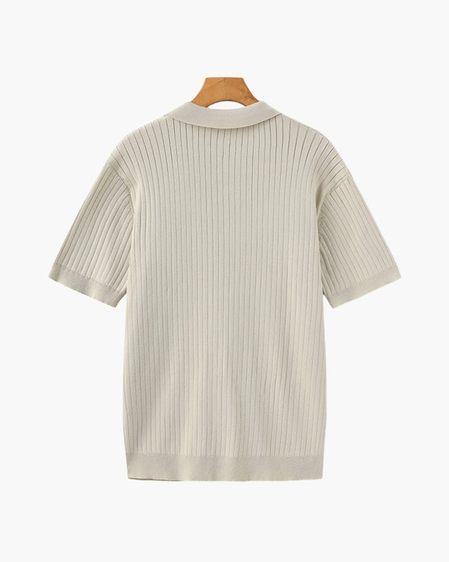 Men's Ribbed Knit Polo Shirt