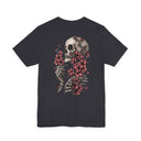 Skull and Roses Chest Print T-Shirt | Dark Floral Graphic Tee