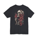 Skull and Roses Chest Print T-Shirt | Dark Floral Graphic Tee