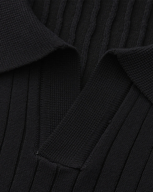 Men's Ribbed Knit Polo Shirt