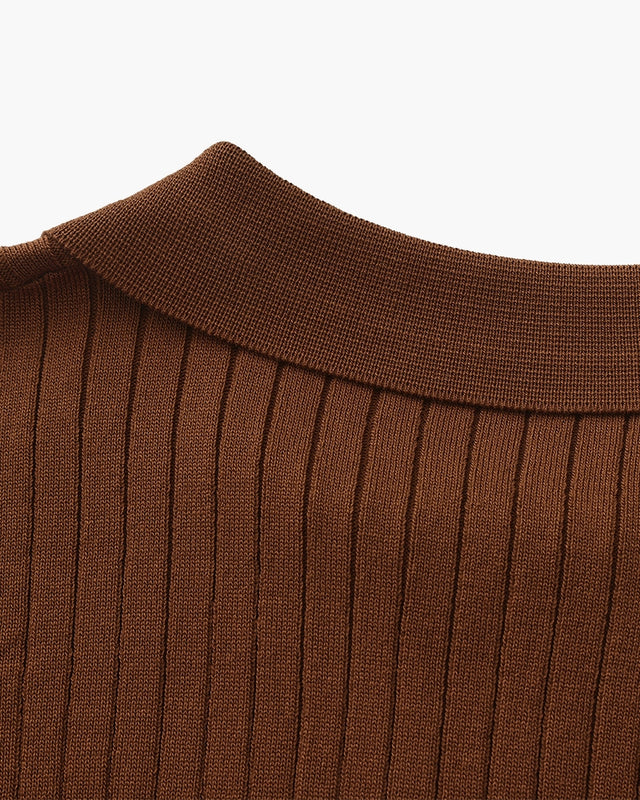 Men's Ribbed Knit Polo Shirt