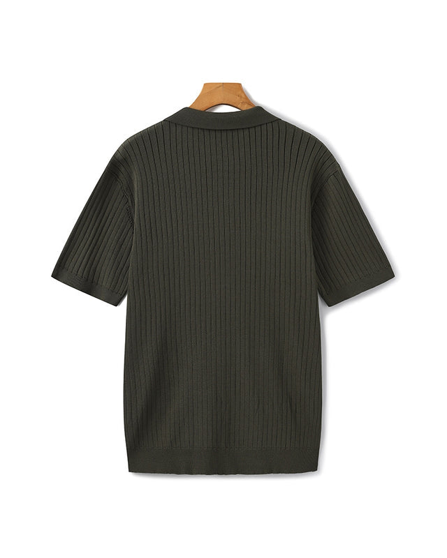 Men's Ribbed Knit Polo Shirt