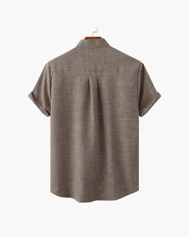Men's Mandarin Collar Short Sleeve Shirt