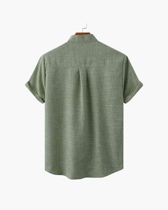 Men's Mandarin Collar Short Sleeve Shirt