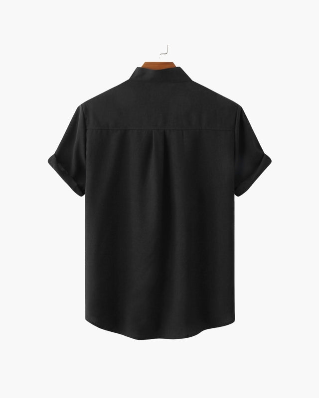 Men's Mandarin Collar Short Sleeve Shirt