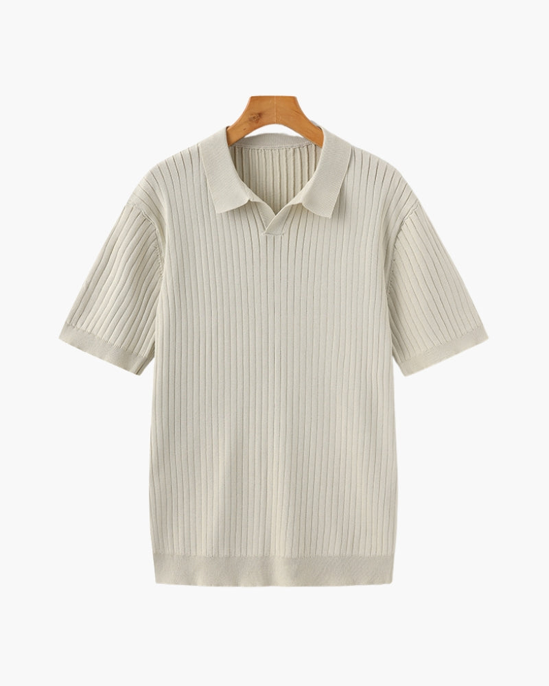 Men's Ribbed Knit Polo Shirt