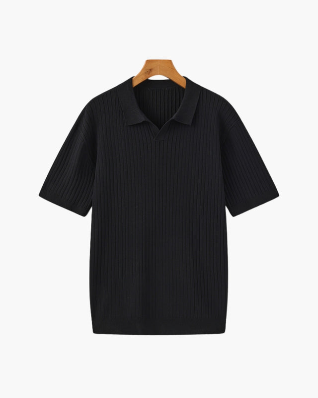 Men's Ribbed Knit Polo Shirt