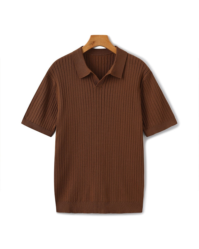 Men's Ribbed Knit Polo Shirt